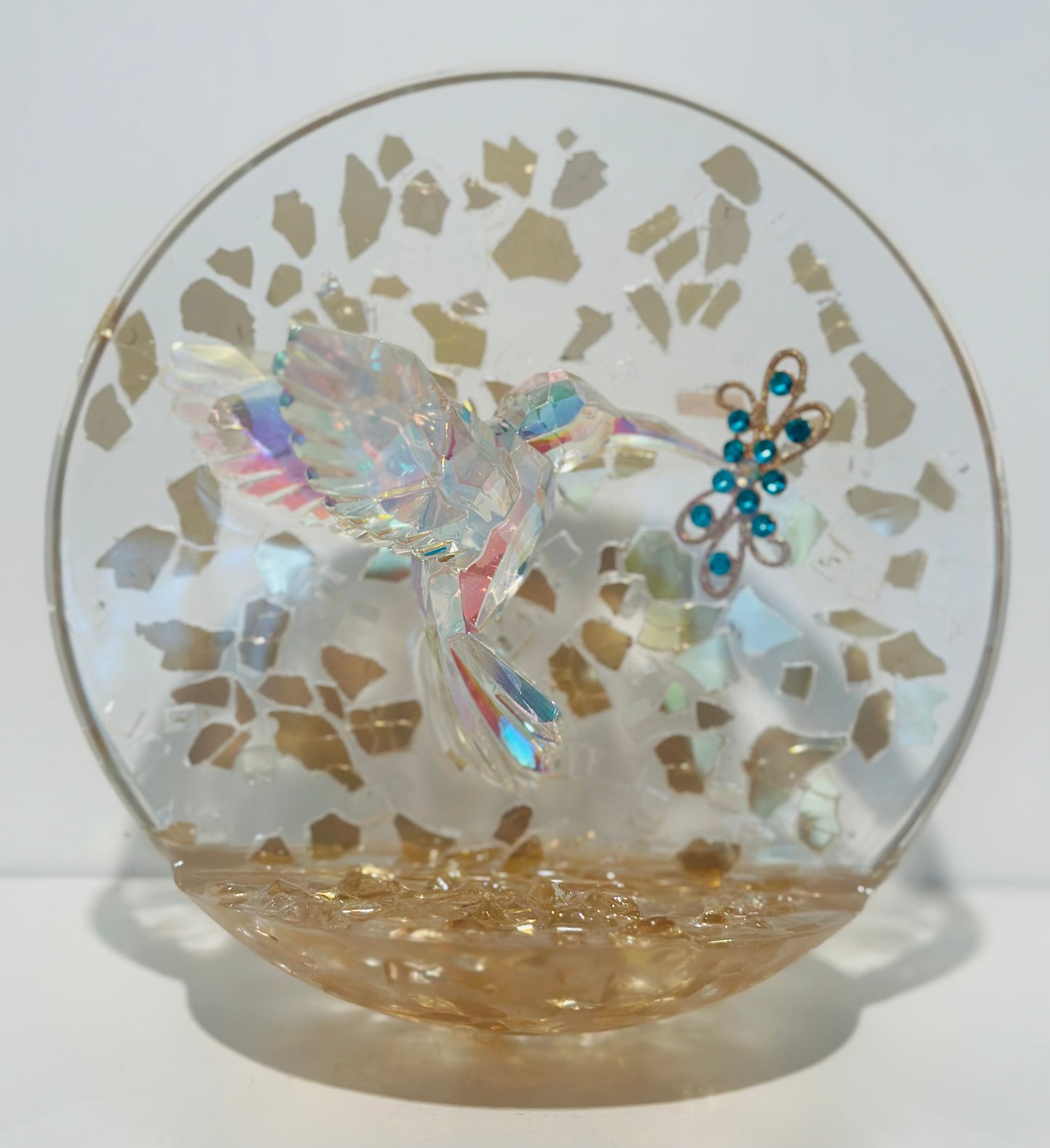 Luminescent Full Moon Hummingbird Sculpture