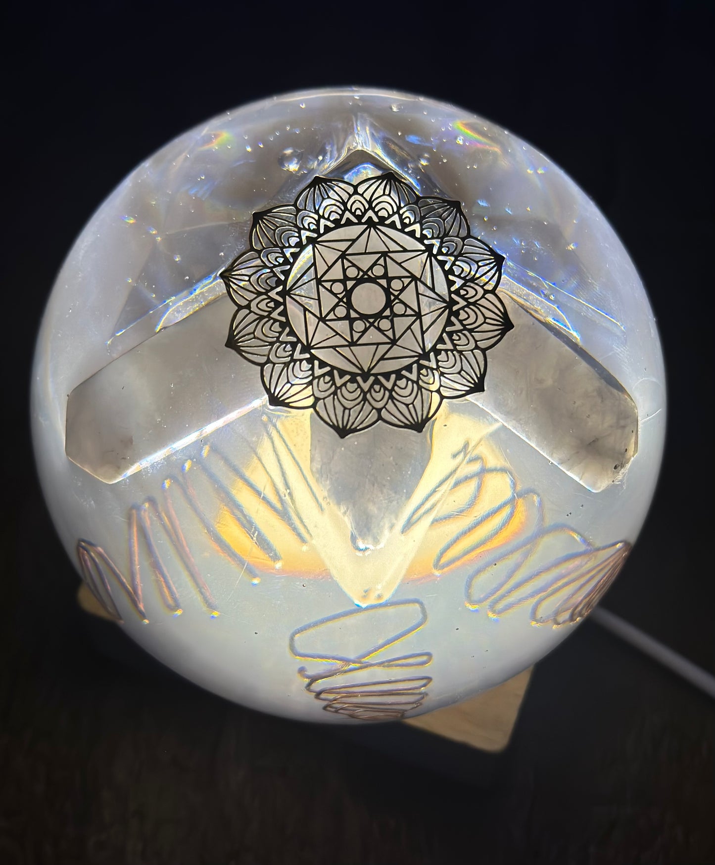 Rose Quartz Triangular Lotus Organite Sphere