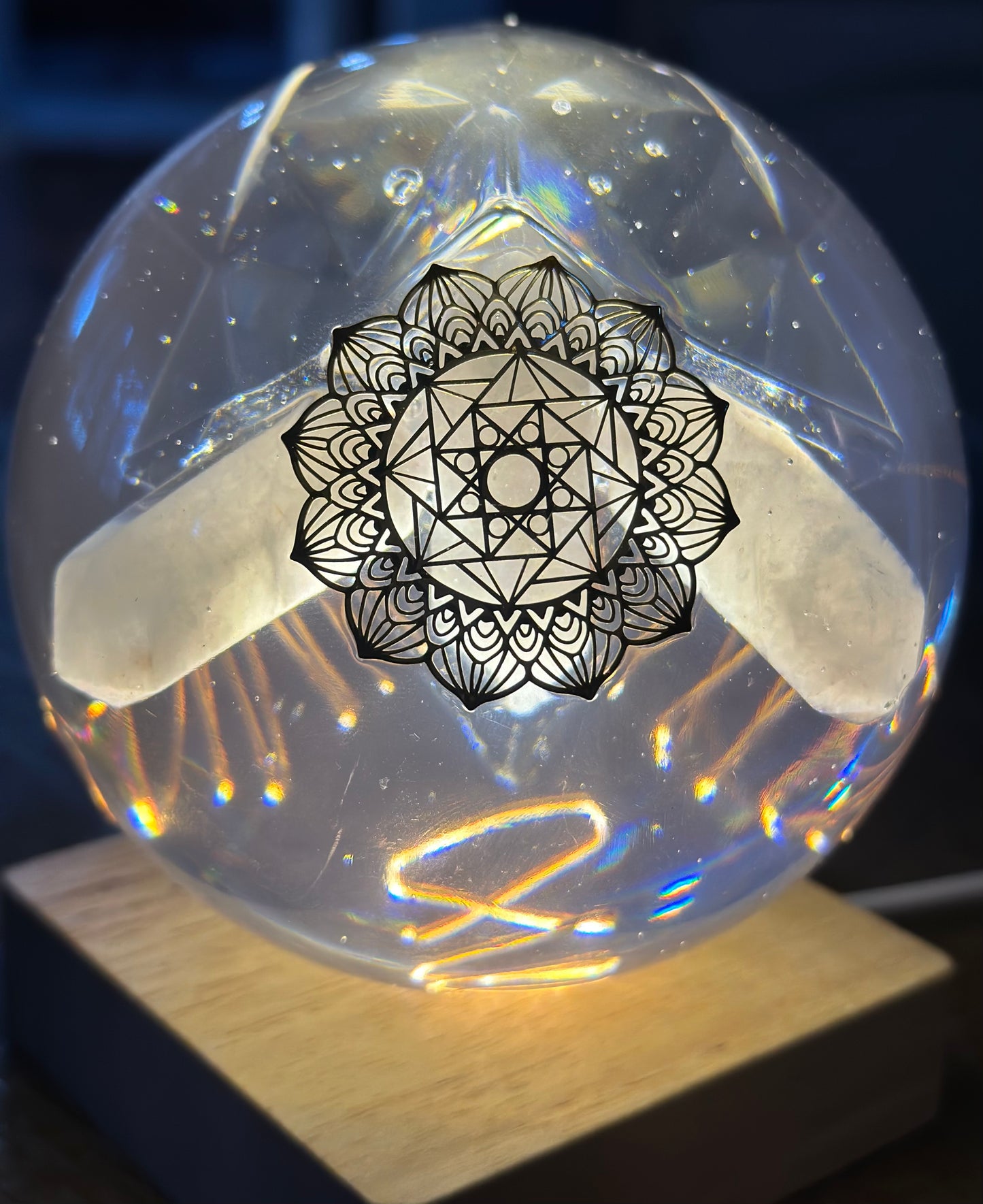 Rose Quartz Triangular Lotus Organite Sphere