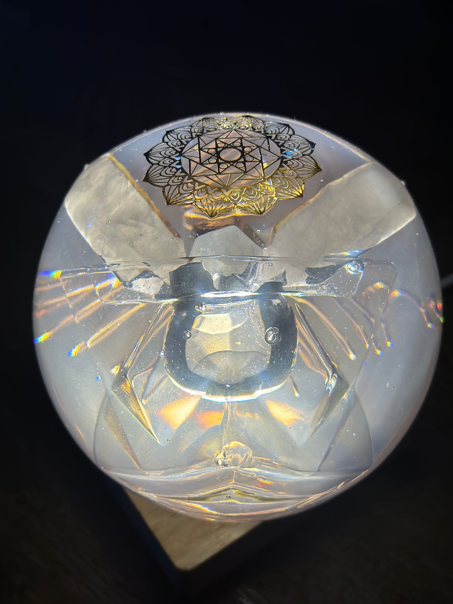 Rose Quartz Triangular Lotus Organite Sphere