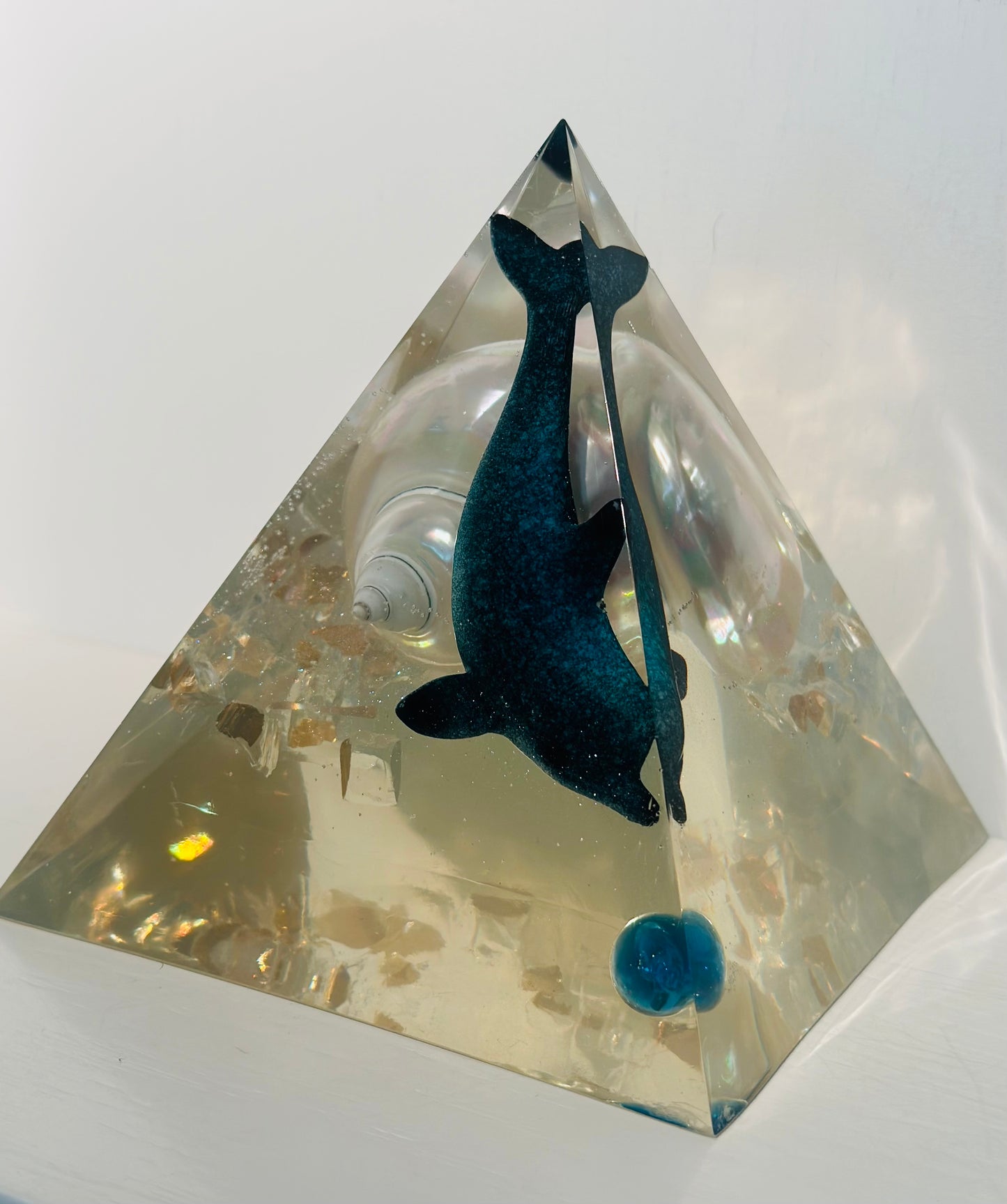 Pearlescent Turbo Shell and Blue Dolphin Pyramid