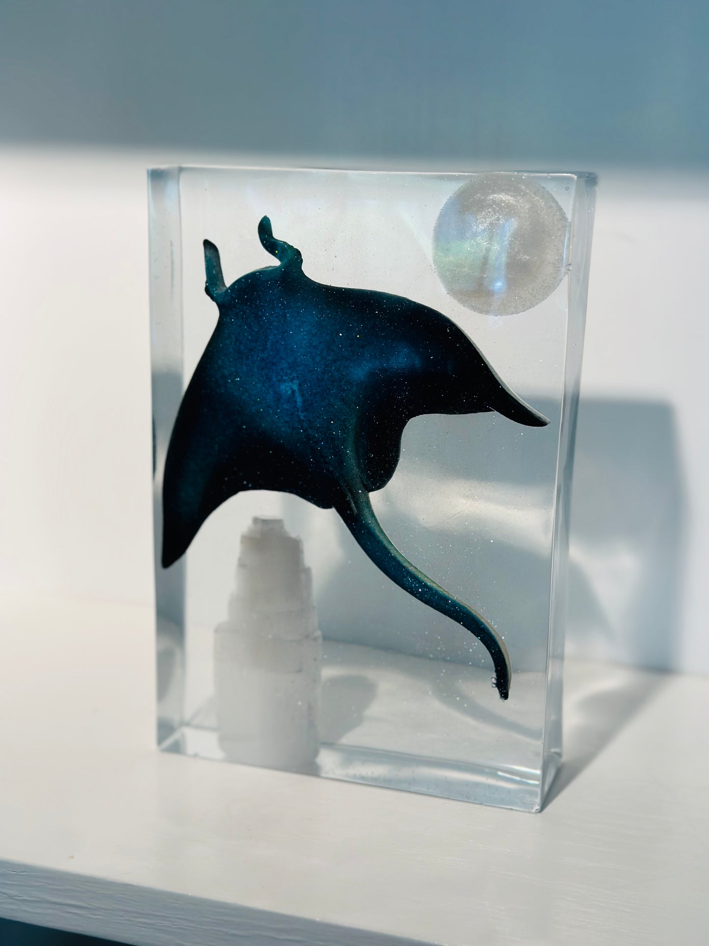 Full Moon Flying Manta Ray over Selenite Tower