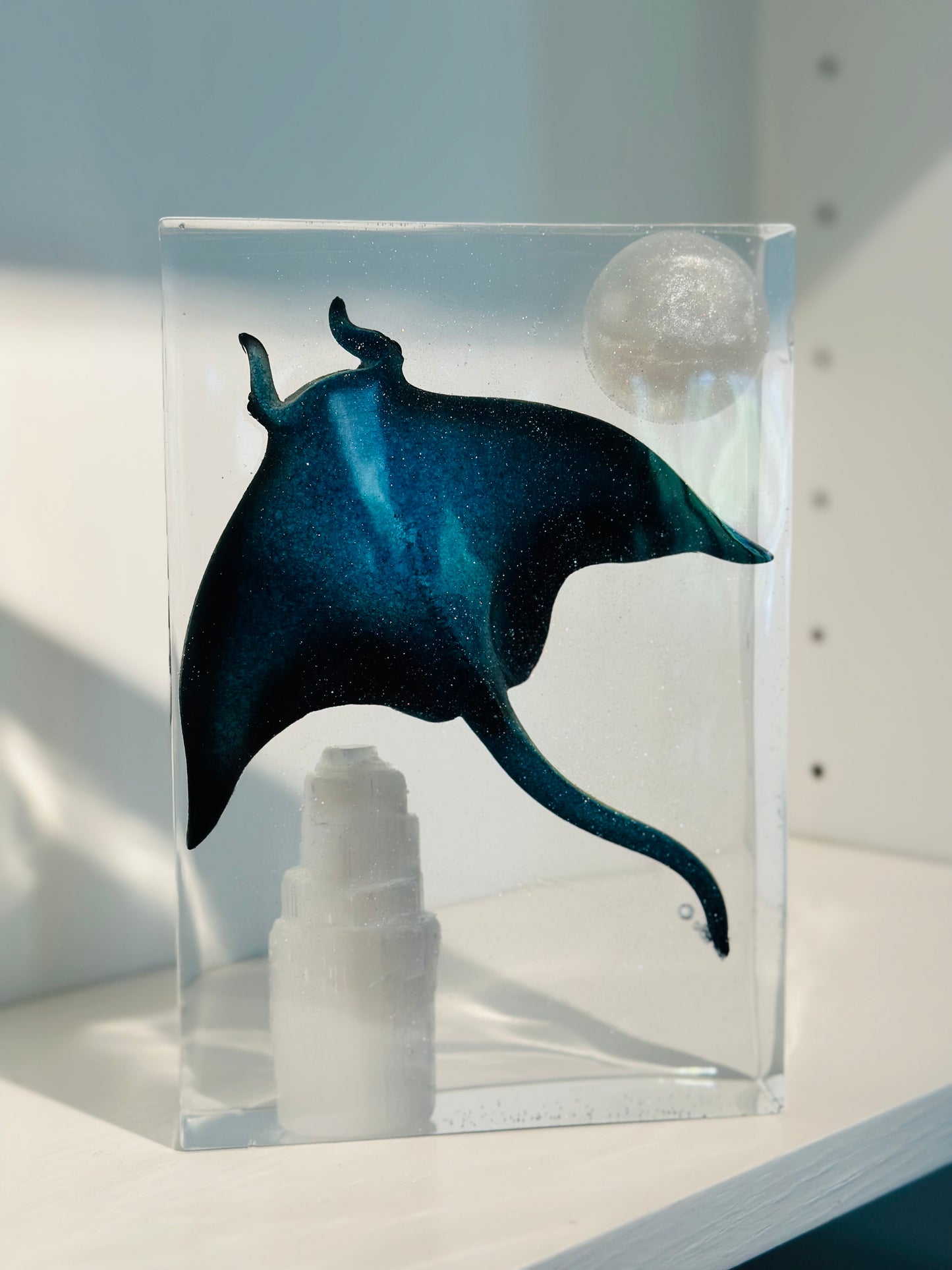 Full Moon Flying Manta Ray over Selenite Tower