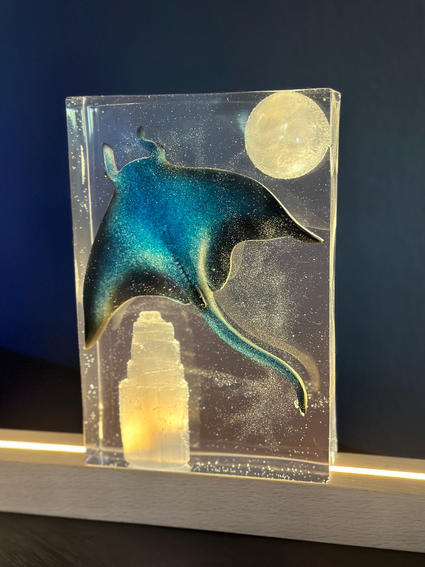 Full Moon Flying Manta Ray over Selenite Tower