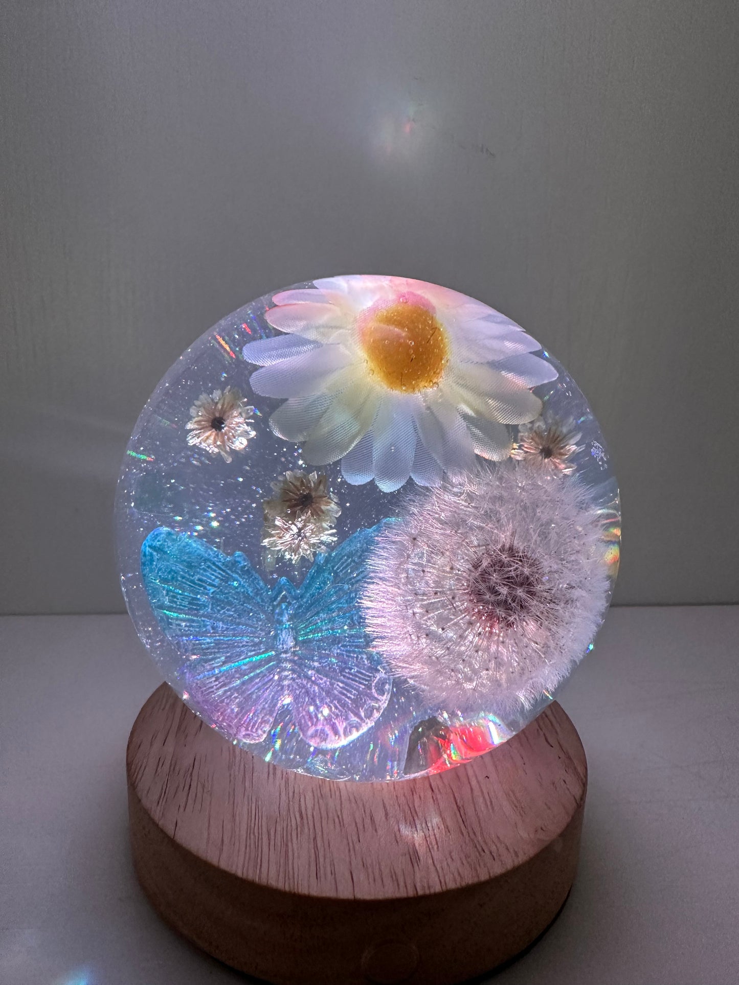 Large Daisy, Dandelion, and Butterfly Sphere