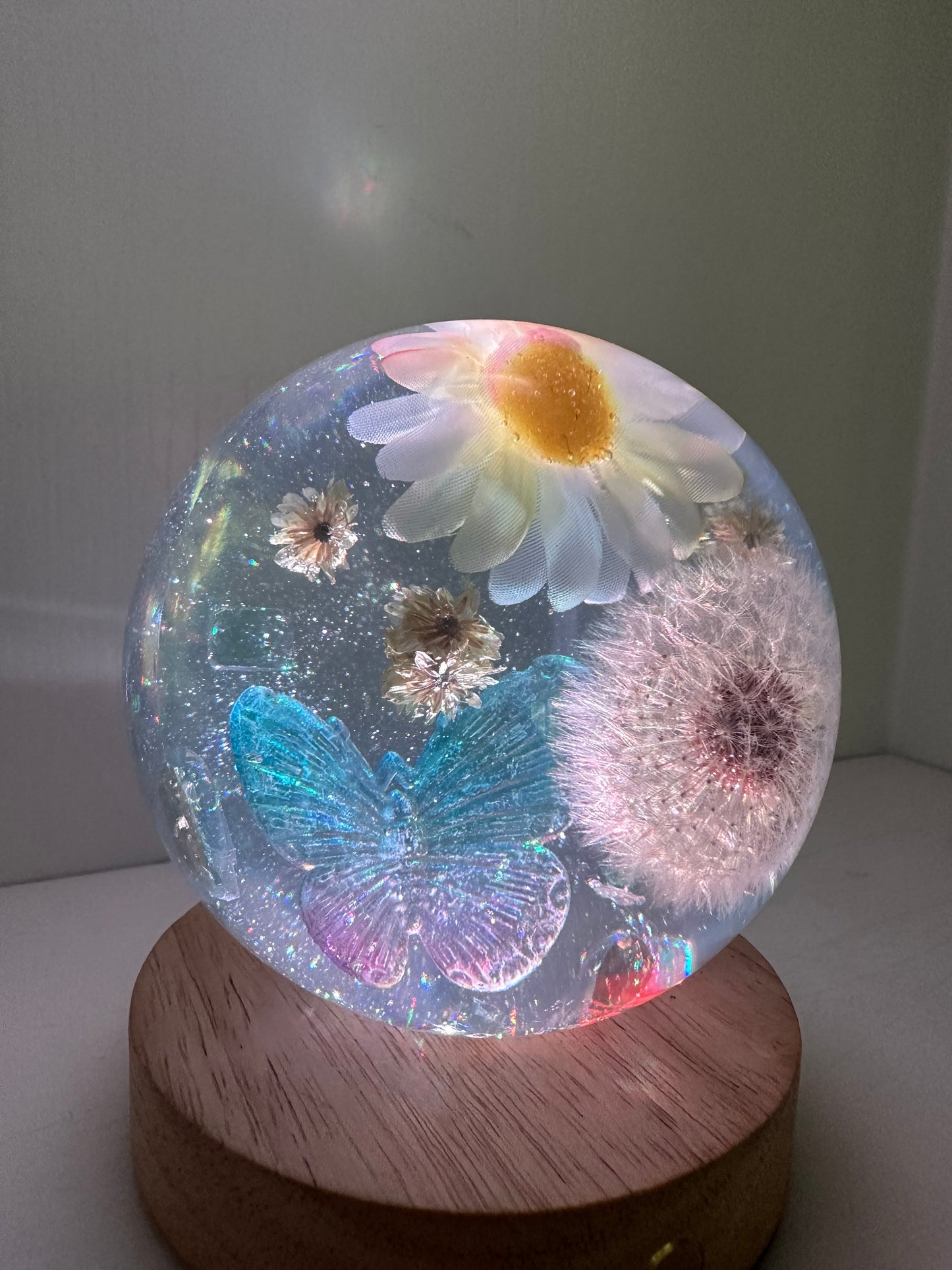 Large Daisy, Dandelion, and Butterfly Sphere