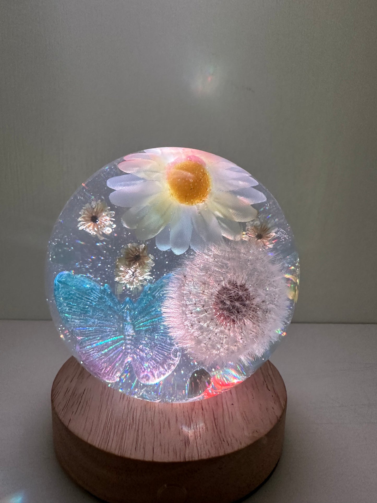 Large Daisy, Dandelion, and Butterfly Sphere