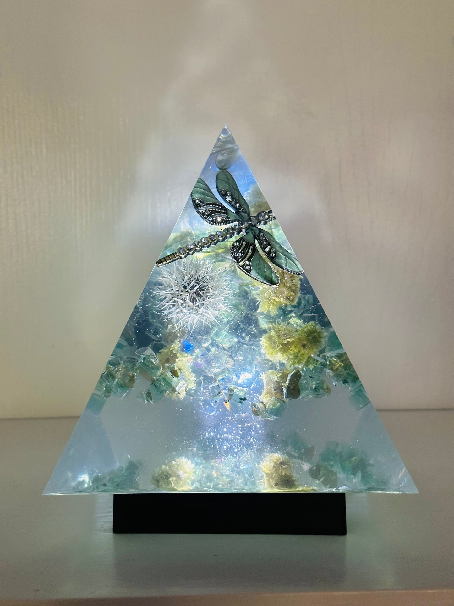 Dragonfly over Desert Dandelion Garden Fantasy Pyramid