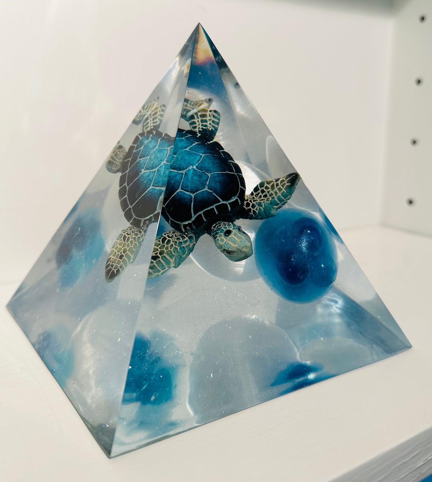 Triple Sphere Selenite Turtle Pyramid