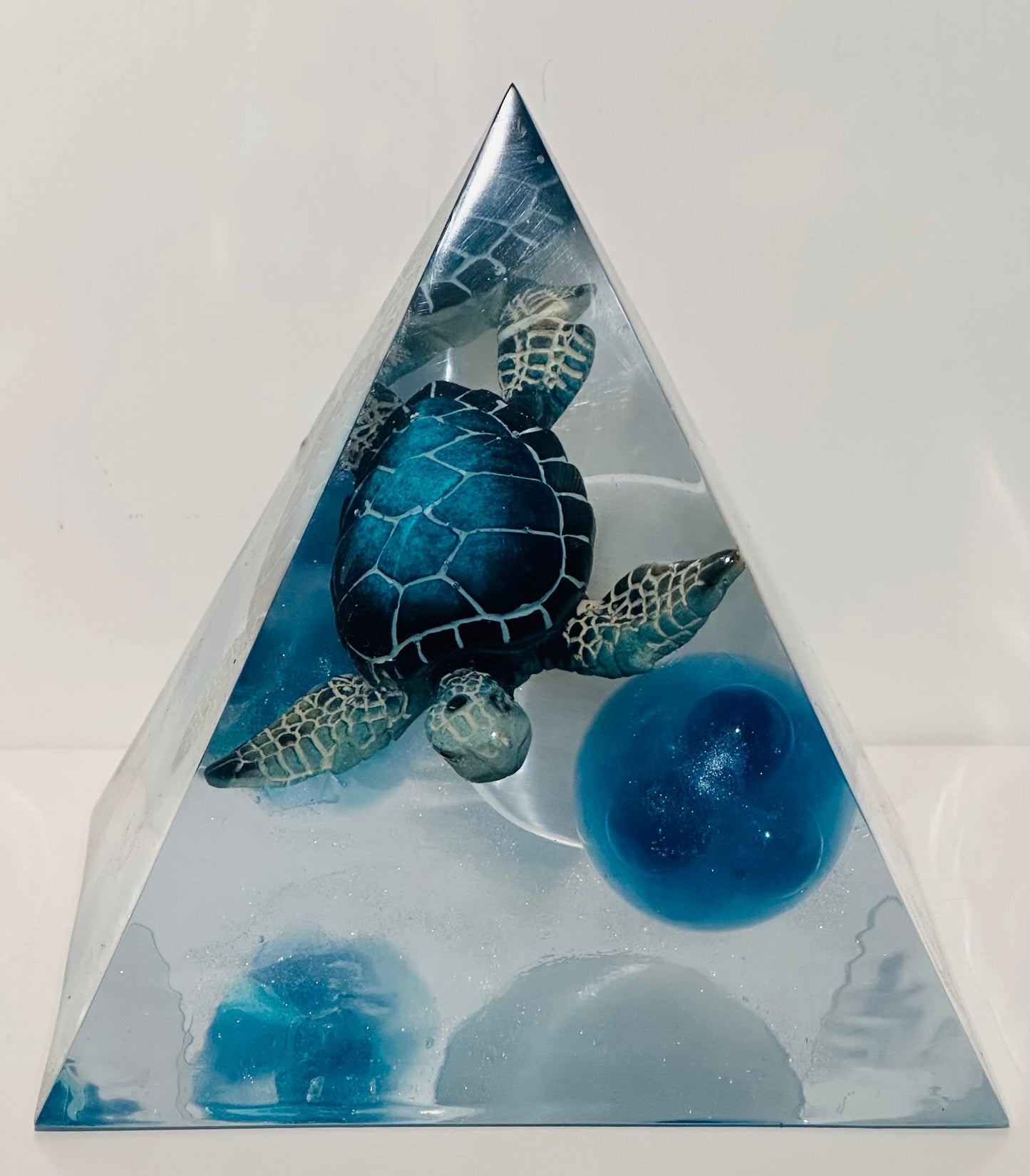 Triple Sphere Selenite Turtle Pyramid
