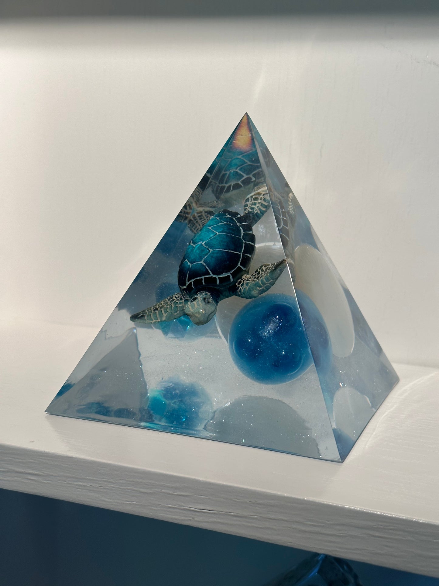 Triple Sphere Selenite Turtle Pyramid