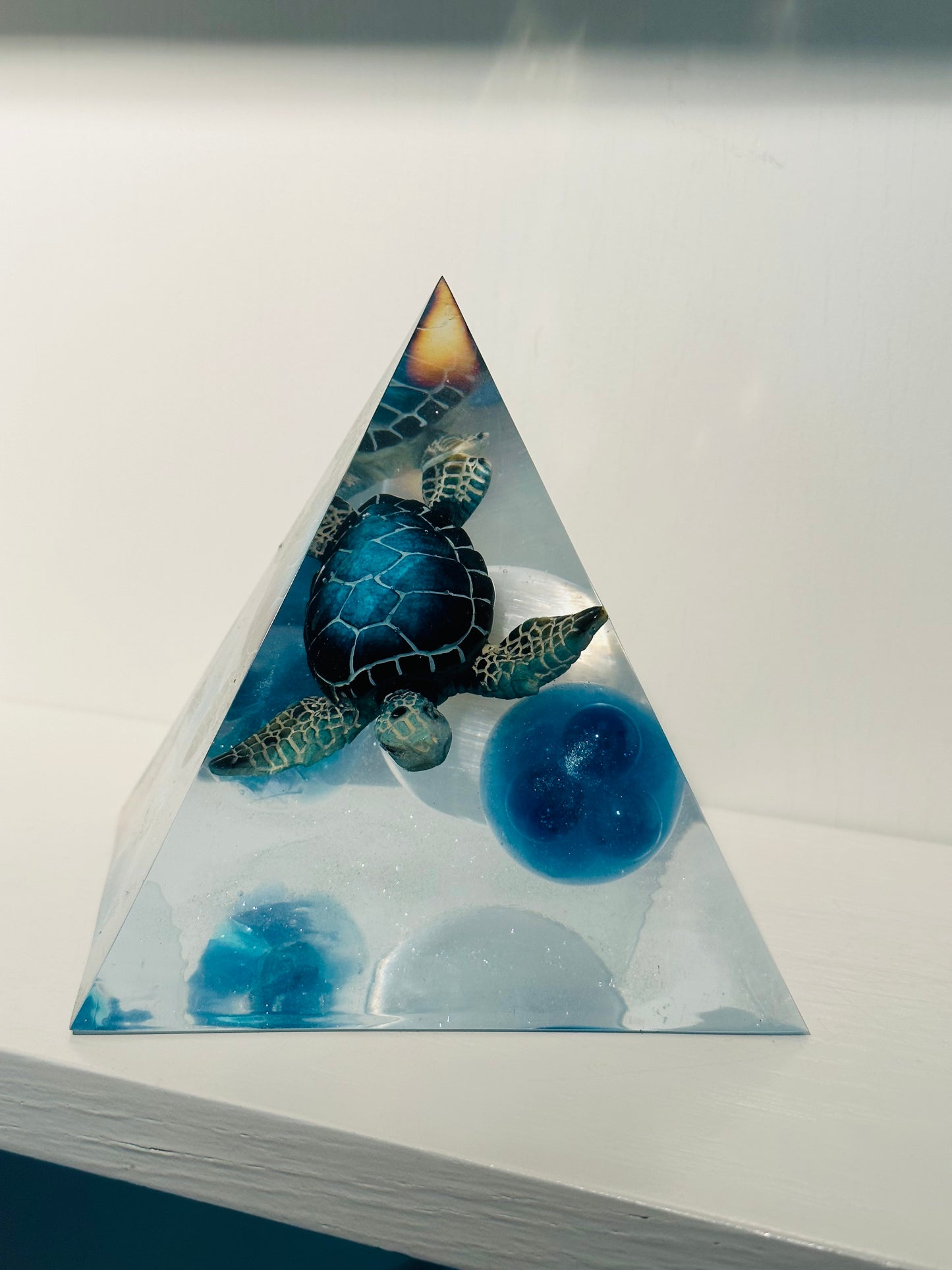 Triple Sphere Selenite Turtle Pyramid