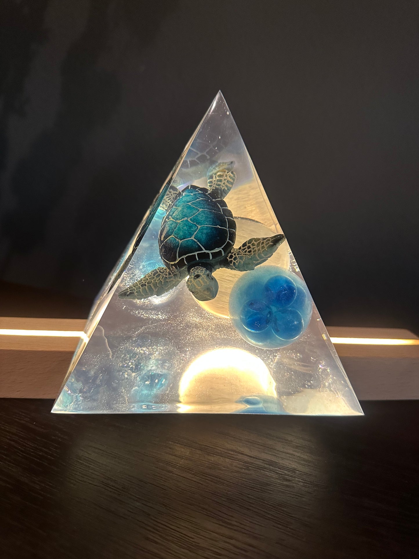 Triple Sphere Selenite Turtle Pyramid