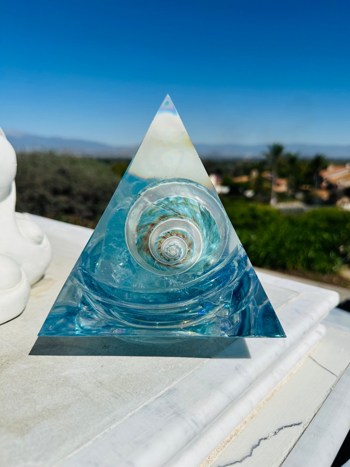 Turquoise Pearlescent Shell Pyramid