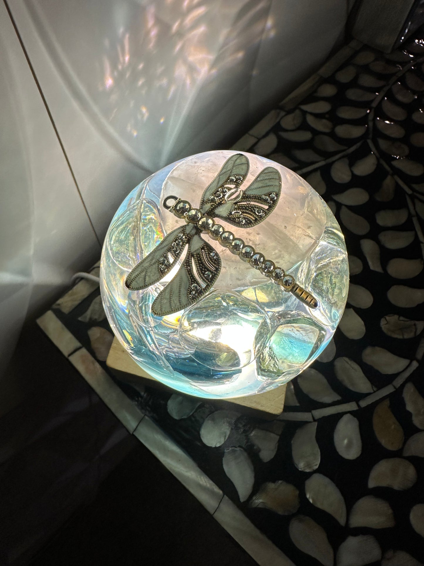 Rose Quartz Sky Dragonfly Sphere Fantasy