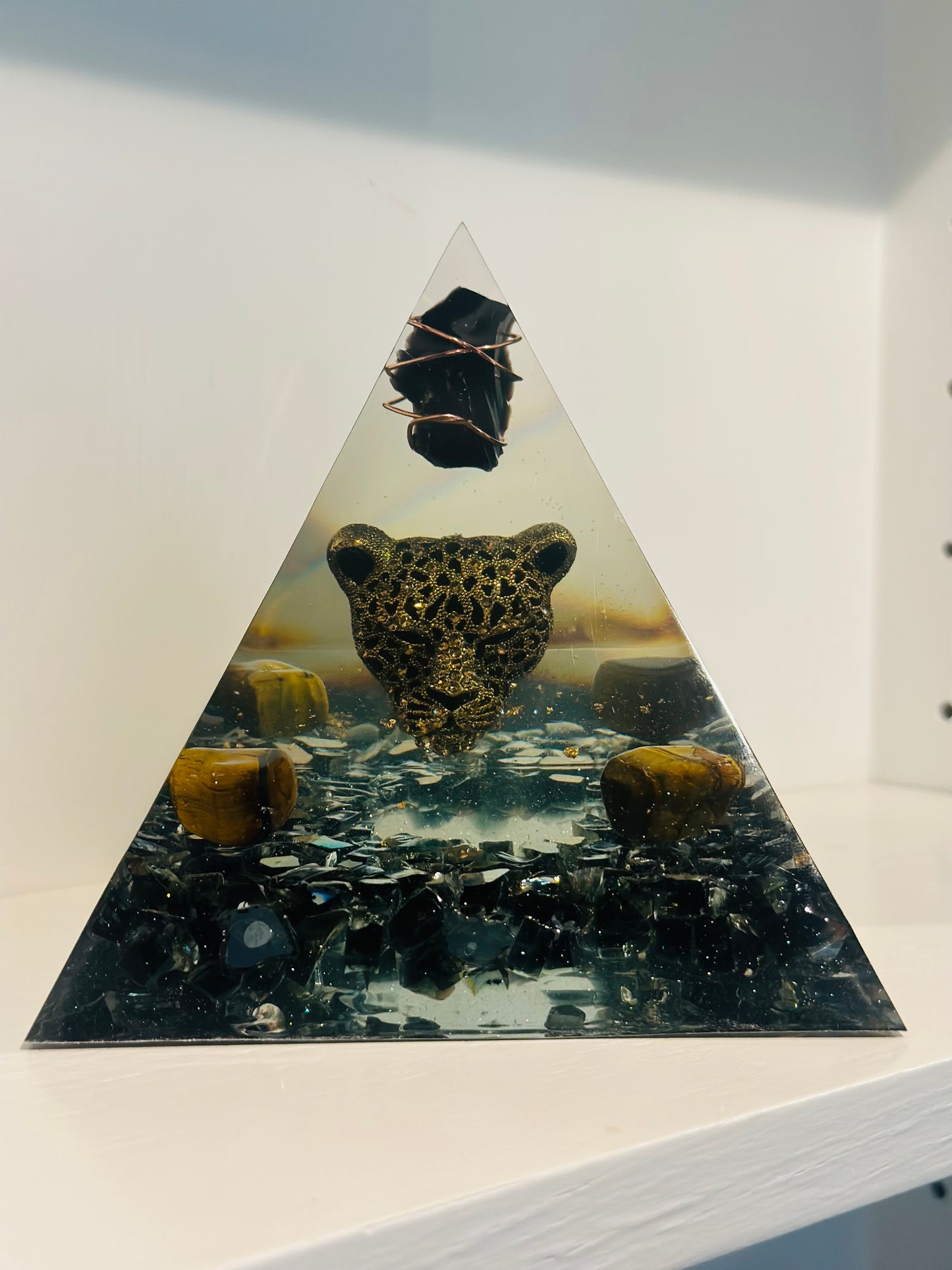 Black Panther Obsidian Orgonite Pyramid