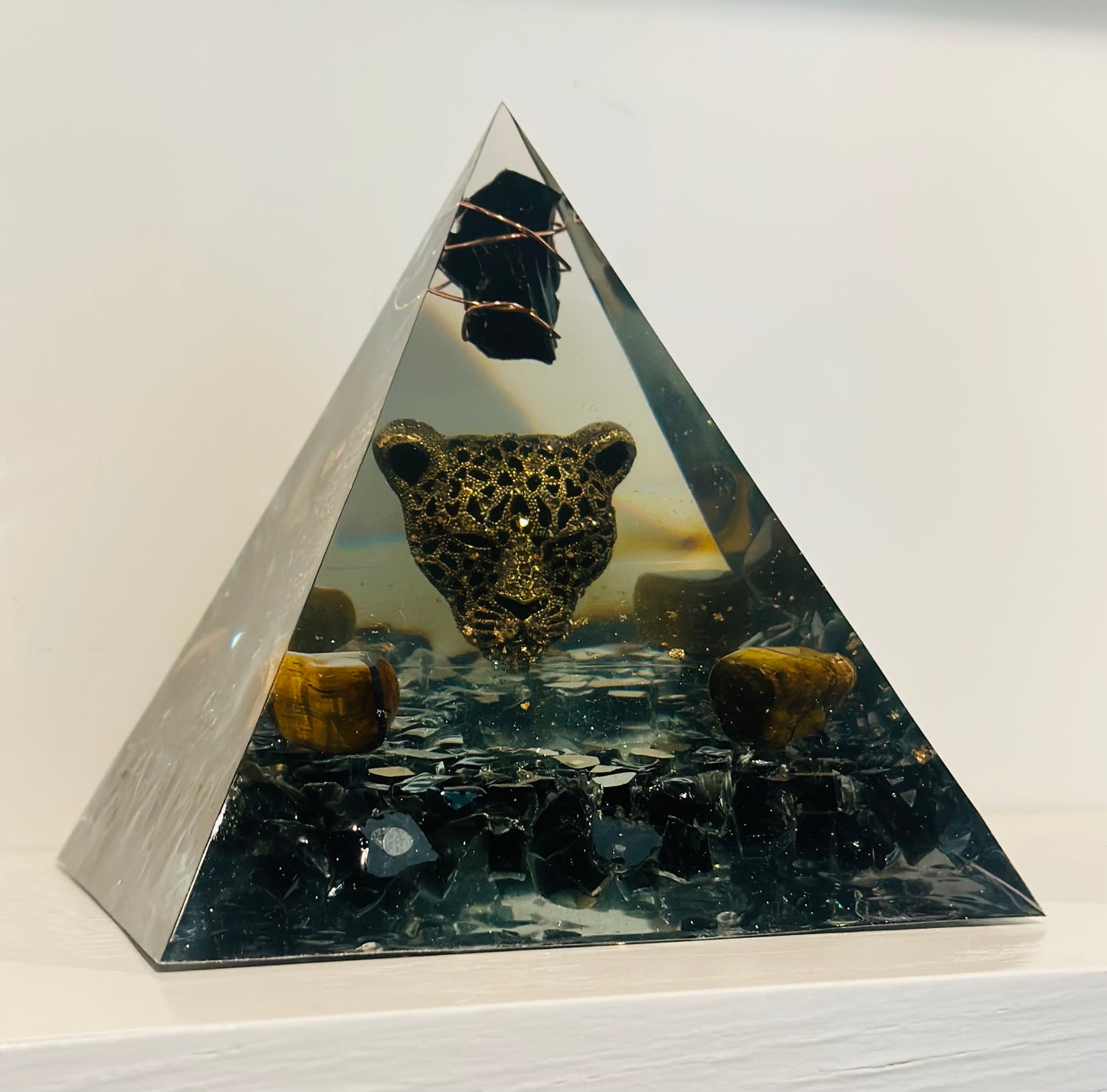 Black Panther Obsidian Orgonite Pyramid