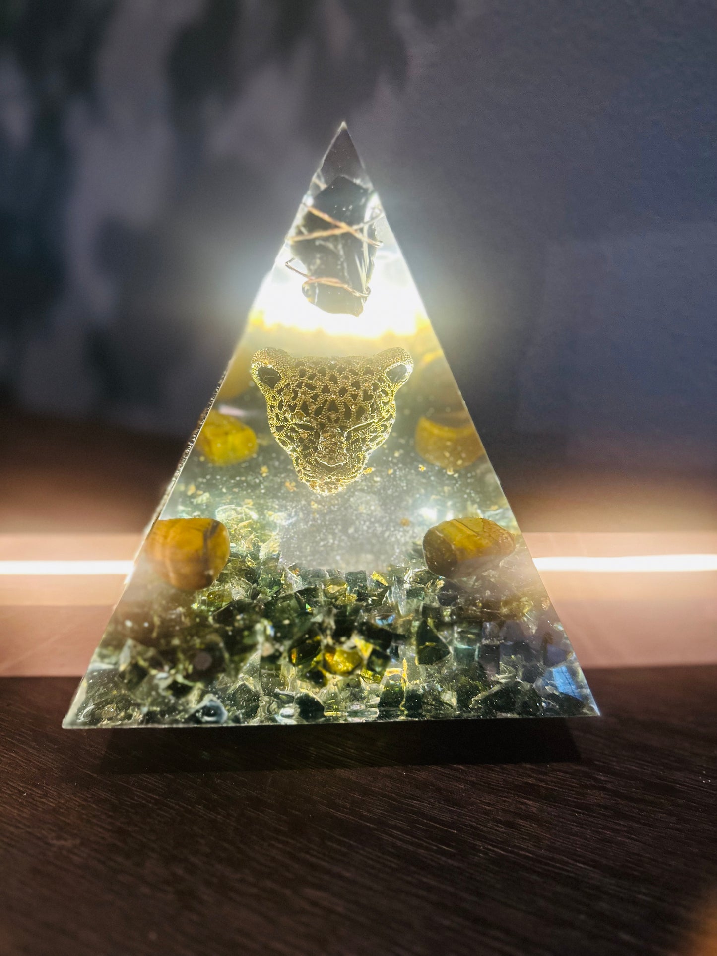 Black Panther Obsidian Orgonite Pyramid