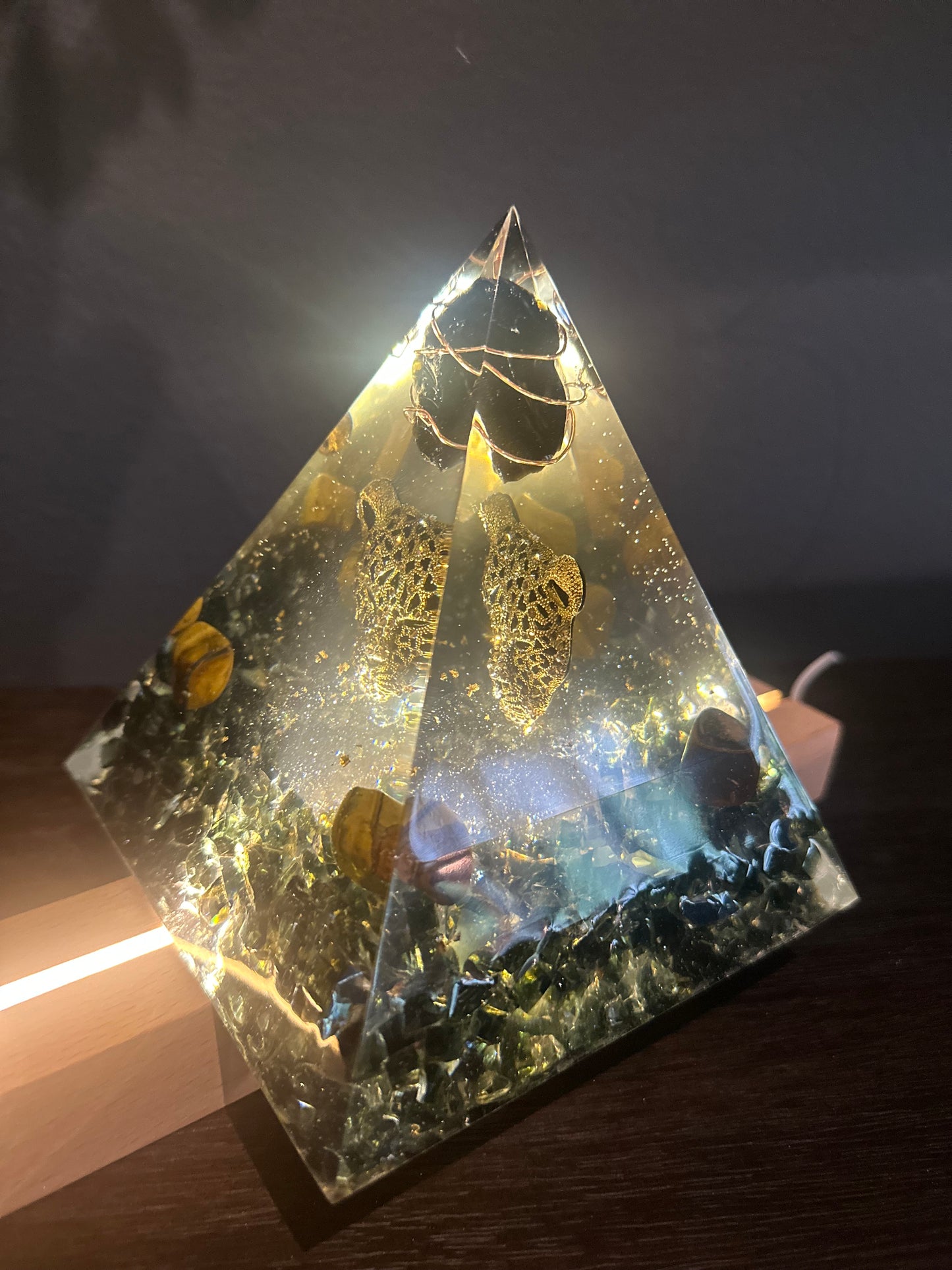 Black Panther Obsidian Orgonite Pyramid