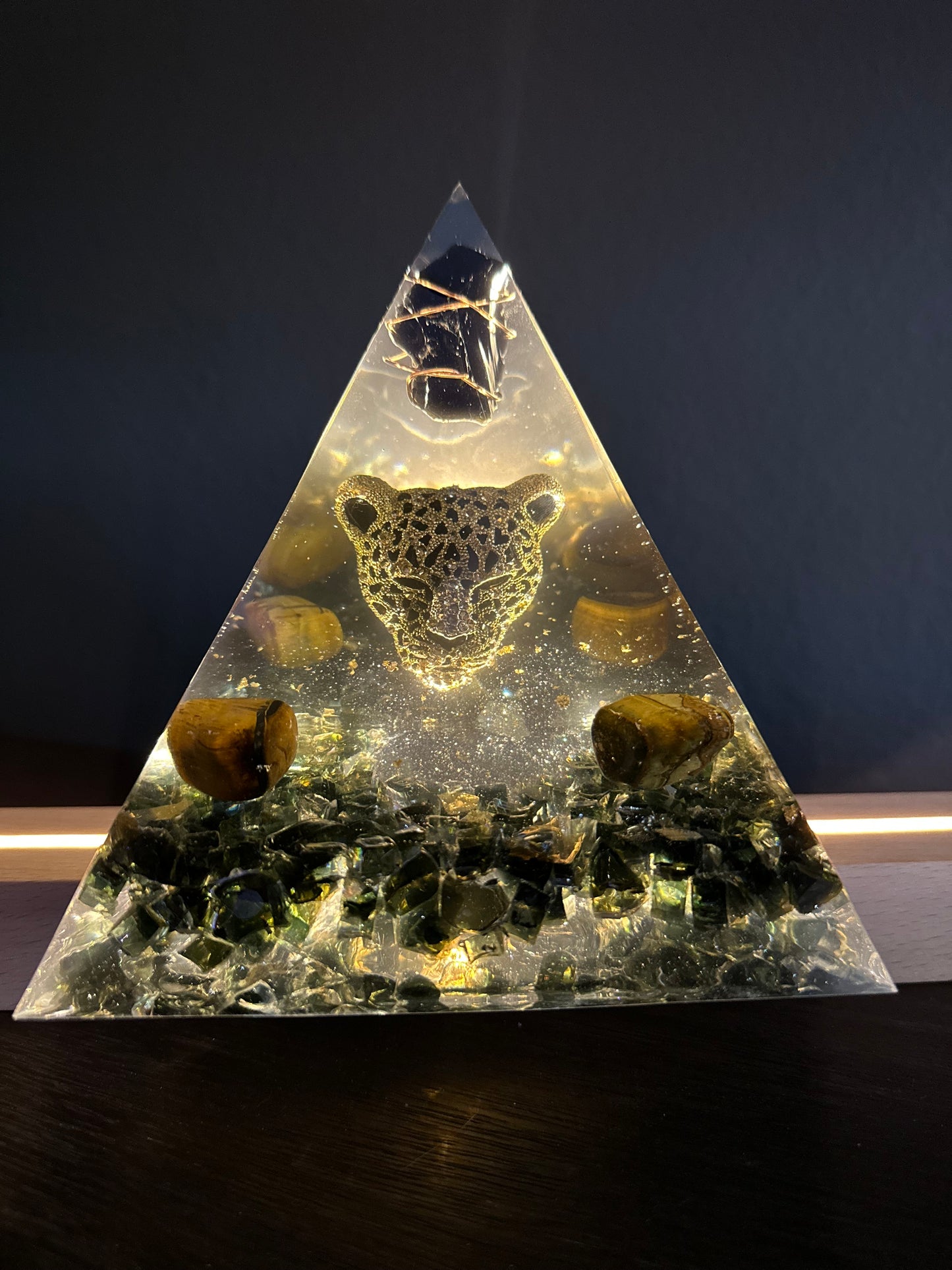 Black Panther Obsidian Orgonite Pyramid