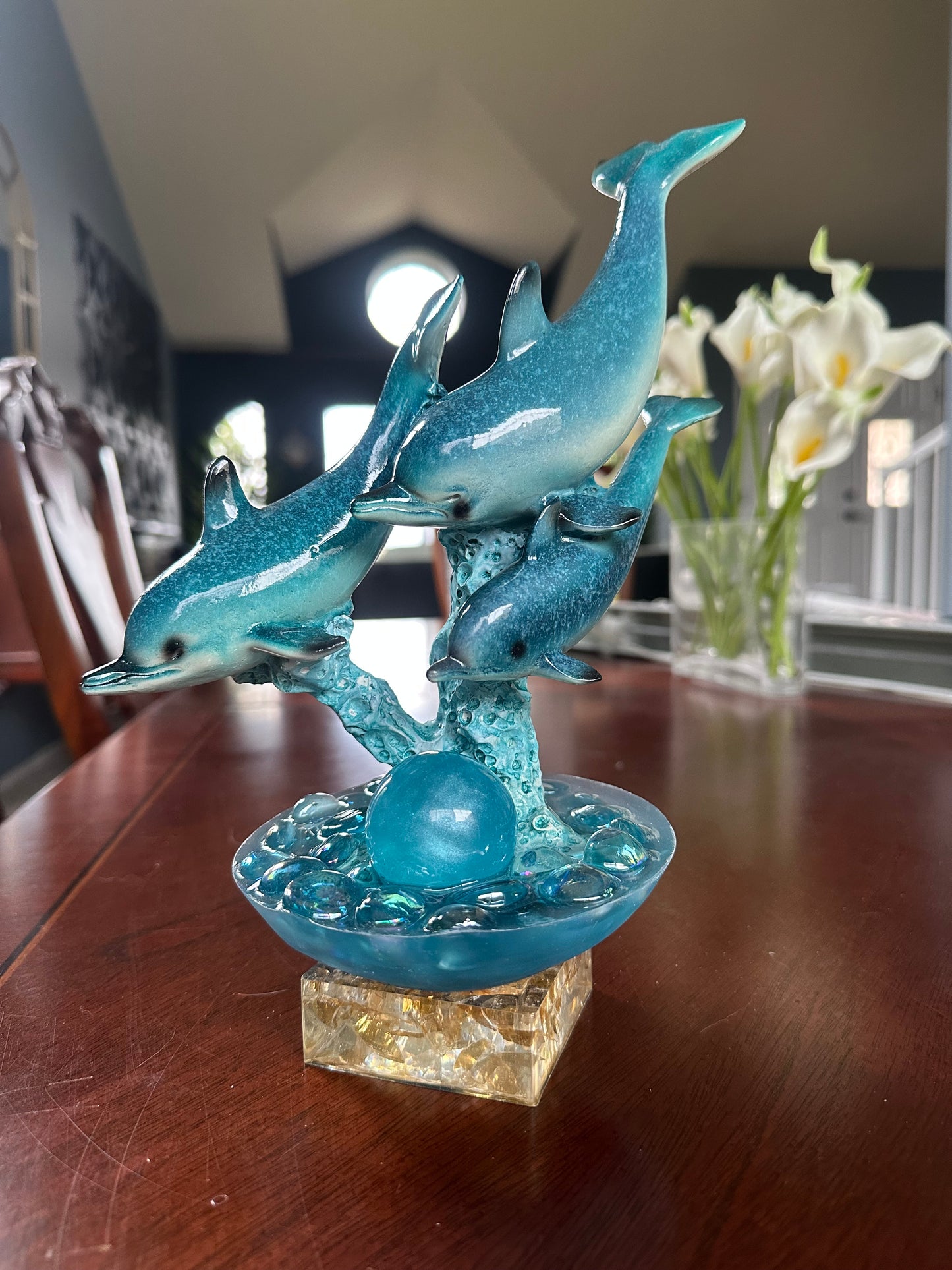 Happy Trio of Dolphins Sculpture