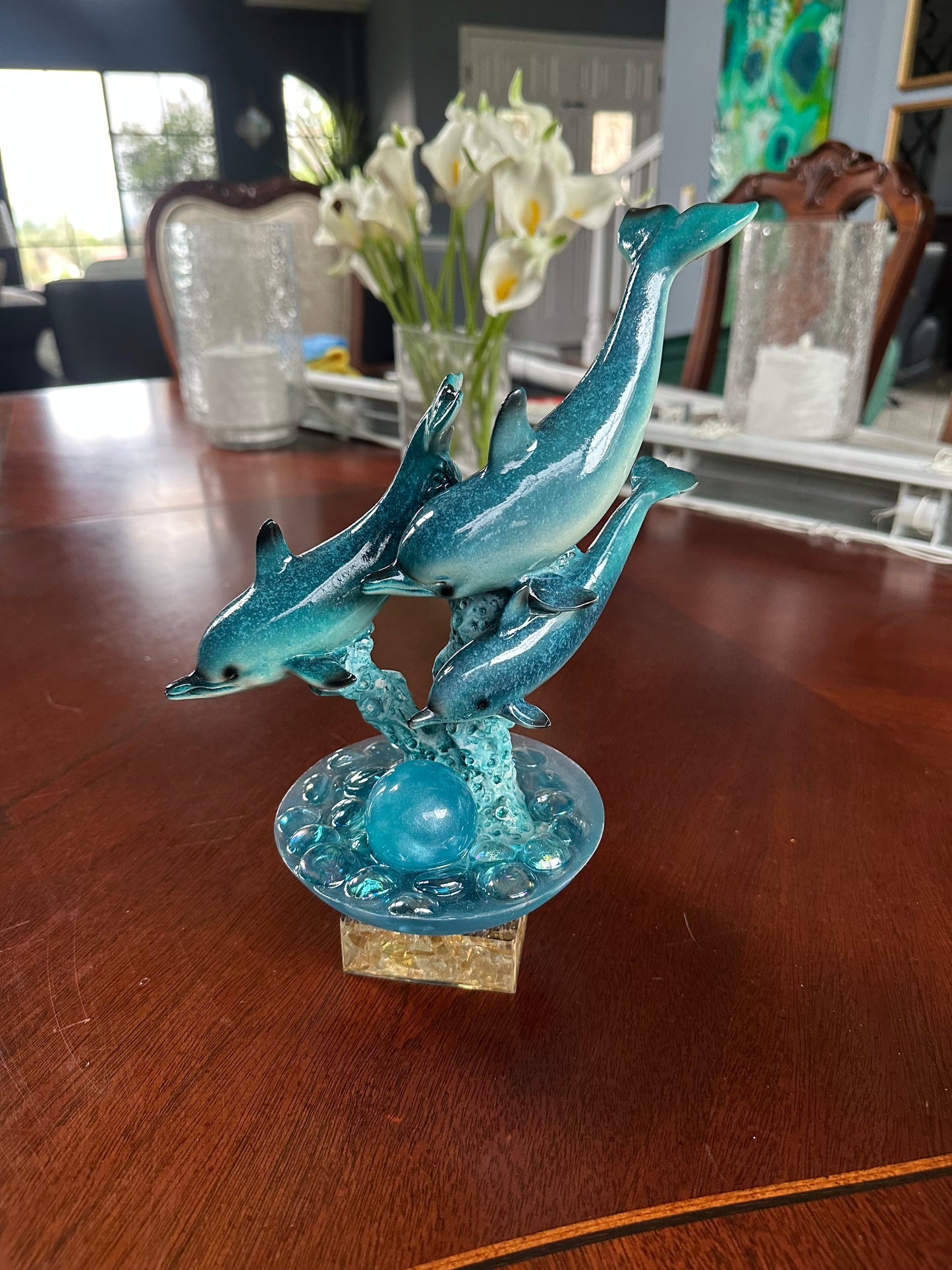 Happy Trio of Dolphins Sculpture