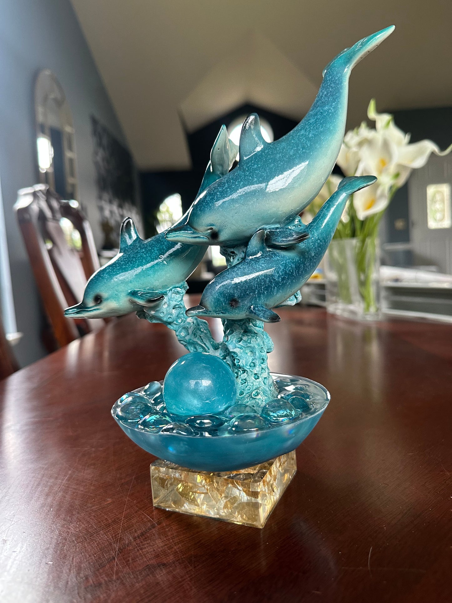 Happy Trio of Dolphins Sculpture
