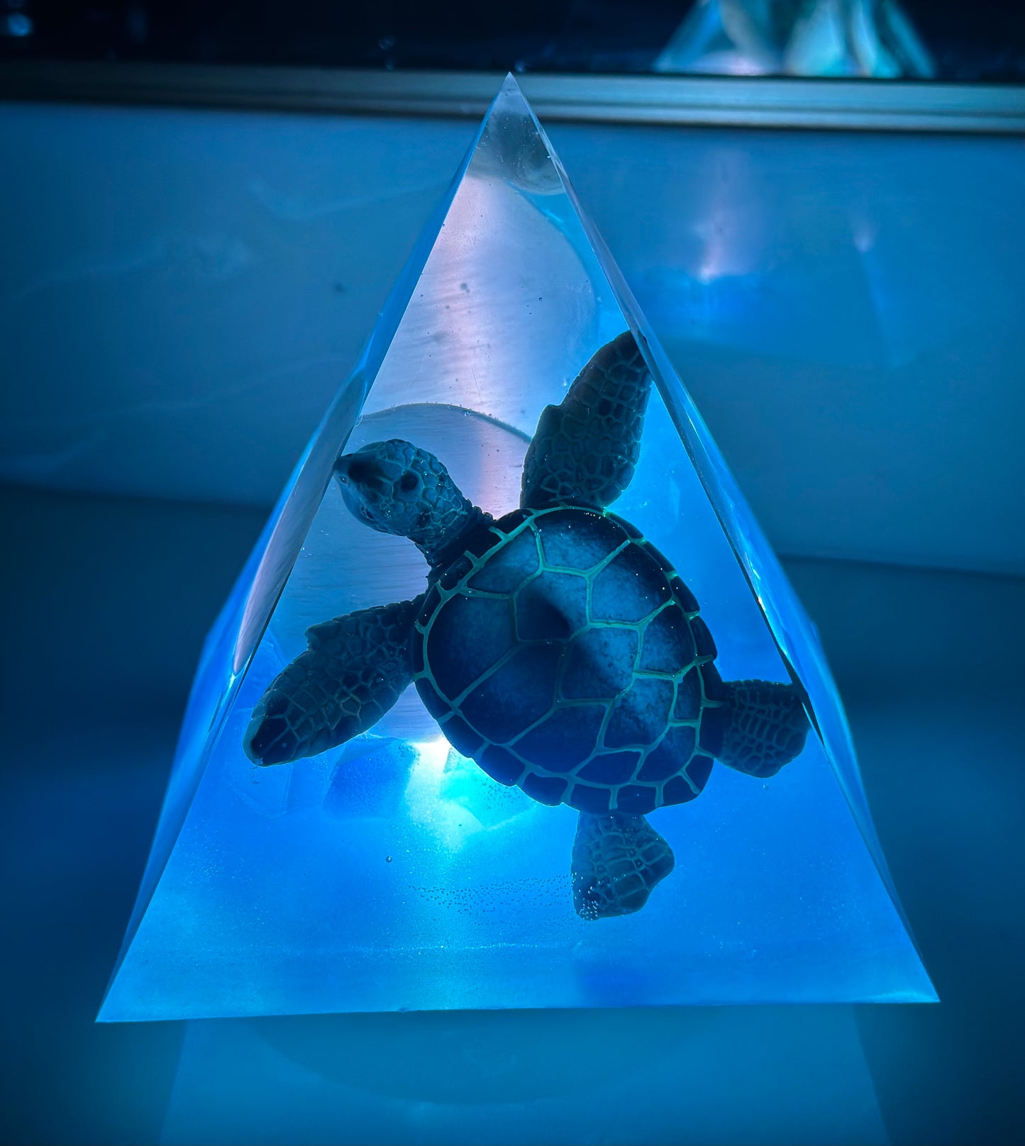 Outer Space Selenite Turtle Pyramid