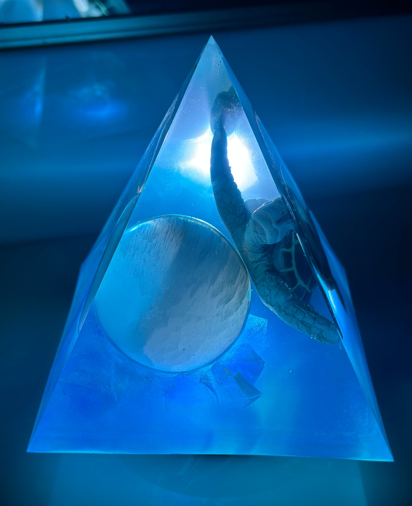 Outer Space Selenite Turtle Pyramid