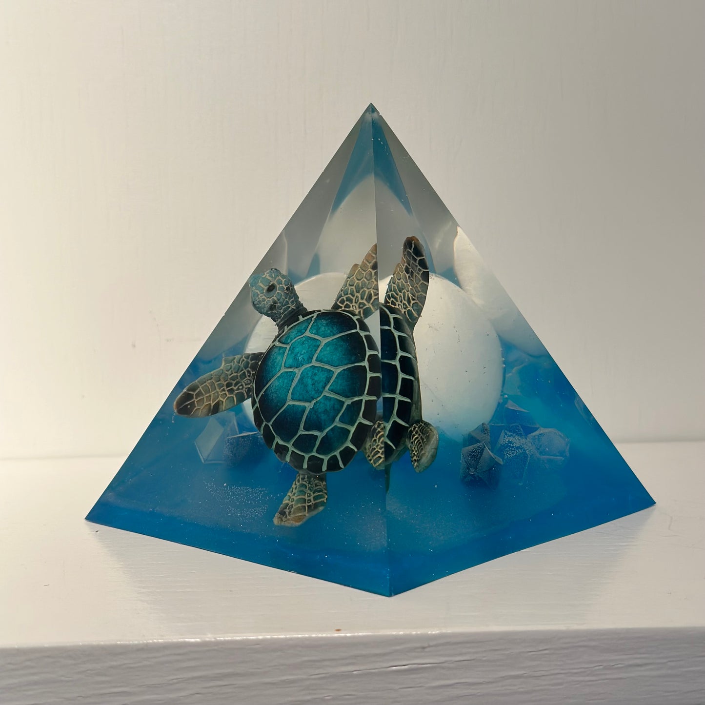 Outer Space Selenite Turtle Pyramid