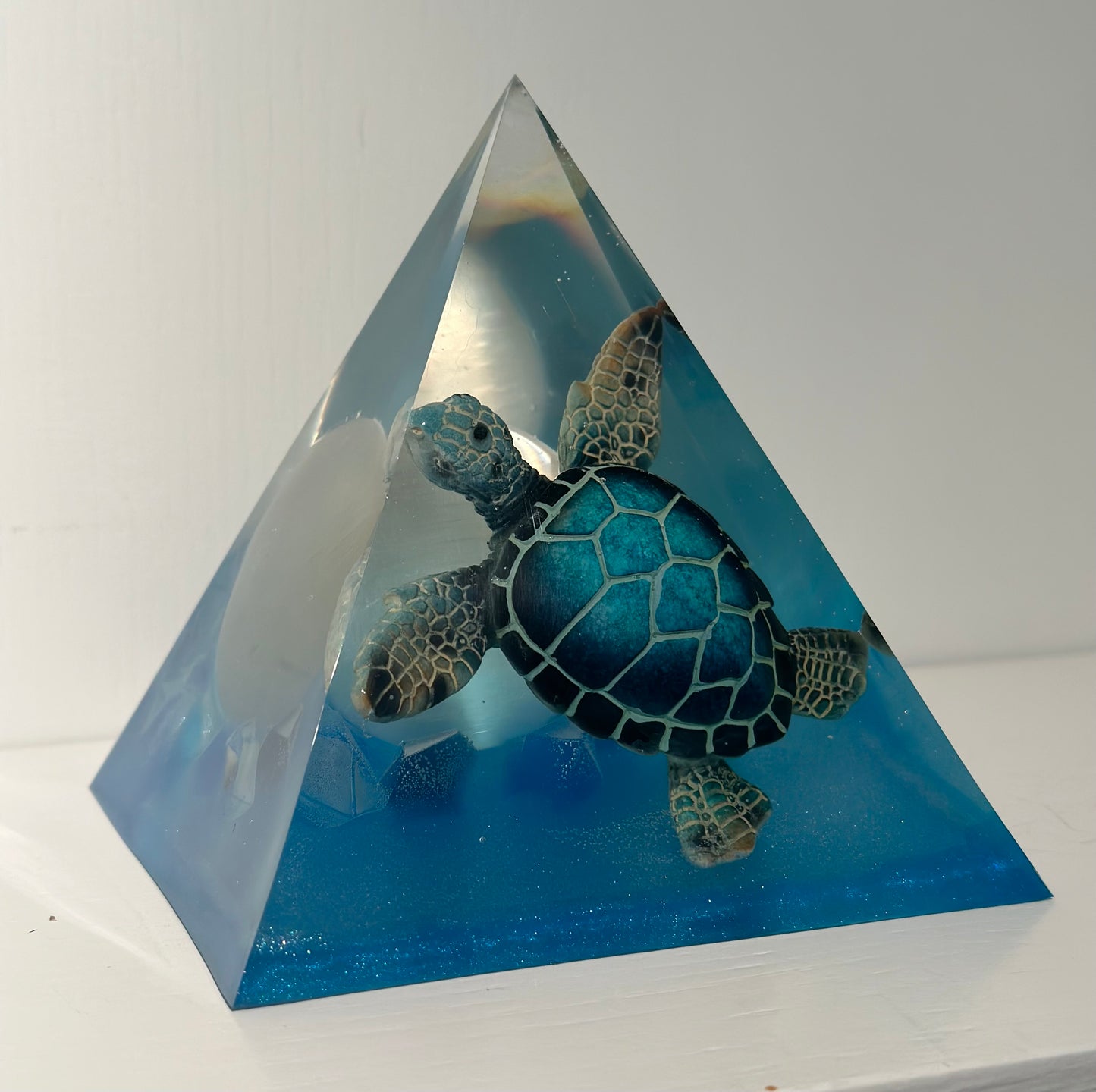 Outer Space Selenite Turtle Pyramid