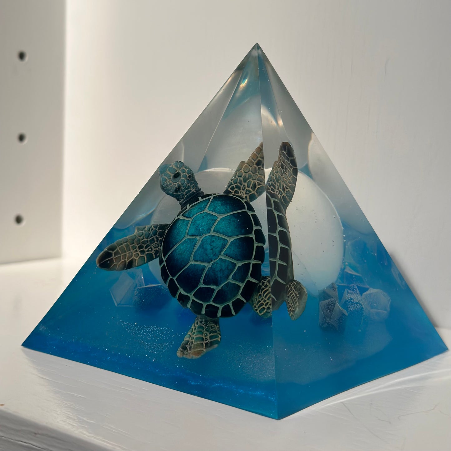 Outer Space Selenite Turtle Pyramid