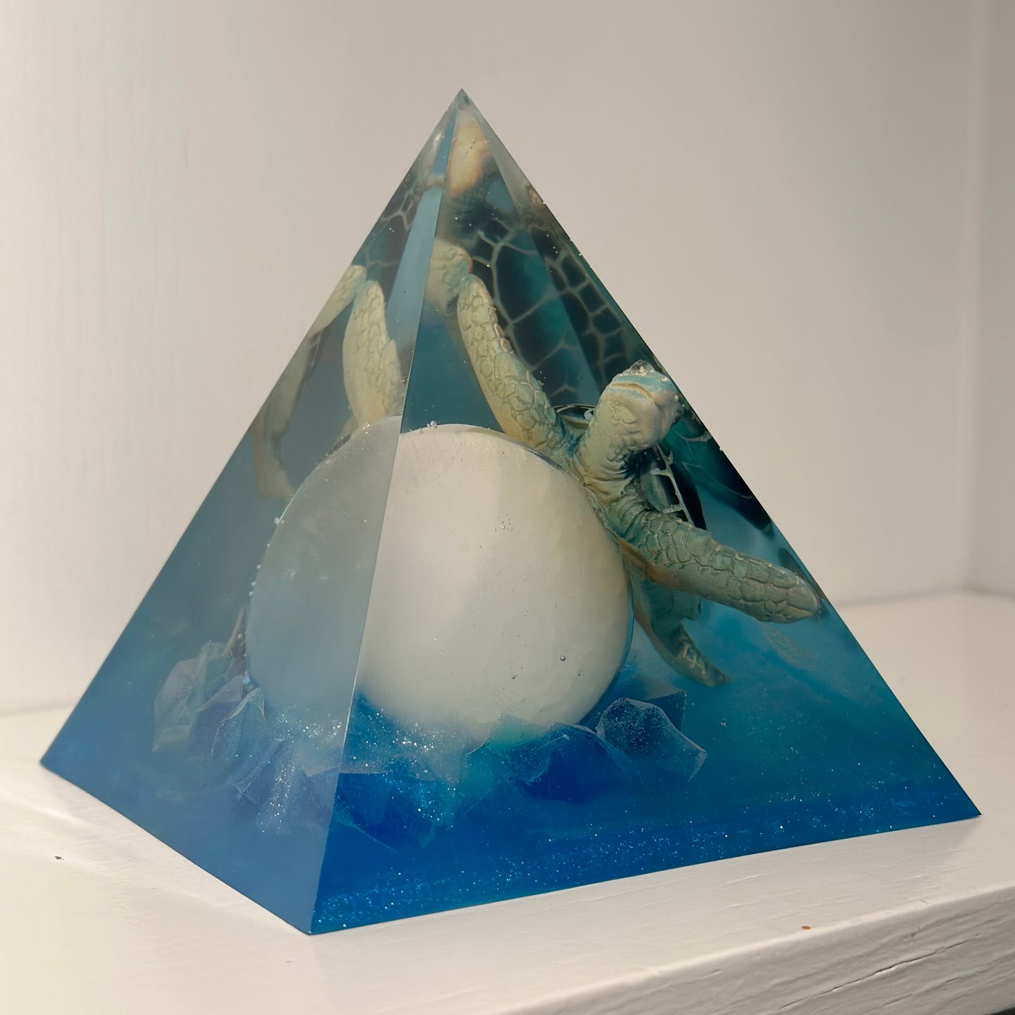 Outer Space Selenite Turtle Pyramid