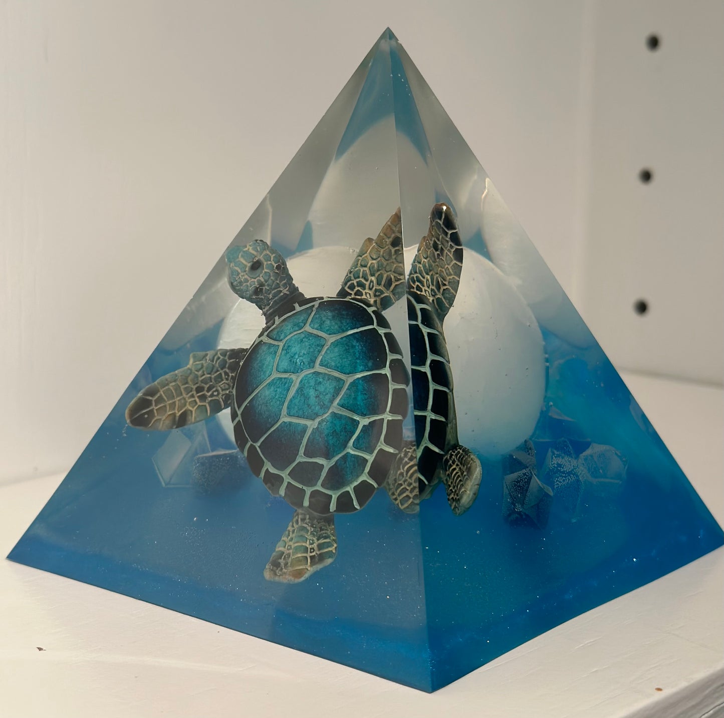 Outer Space Selenite Turtle Pyramid