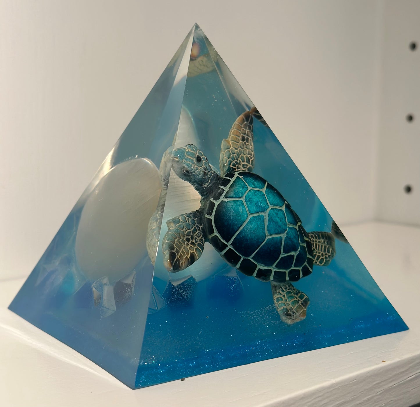 Outer Space Selenite Turtle Pyramid