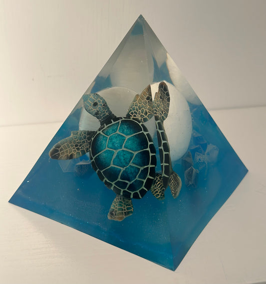 Outer Space Selenite Turtle Pyramid