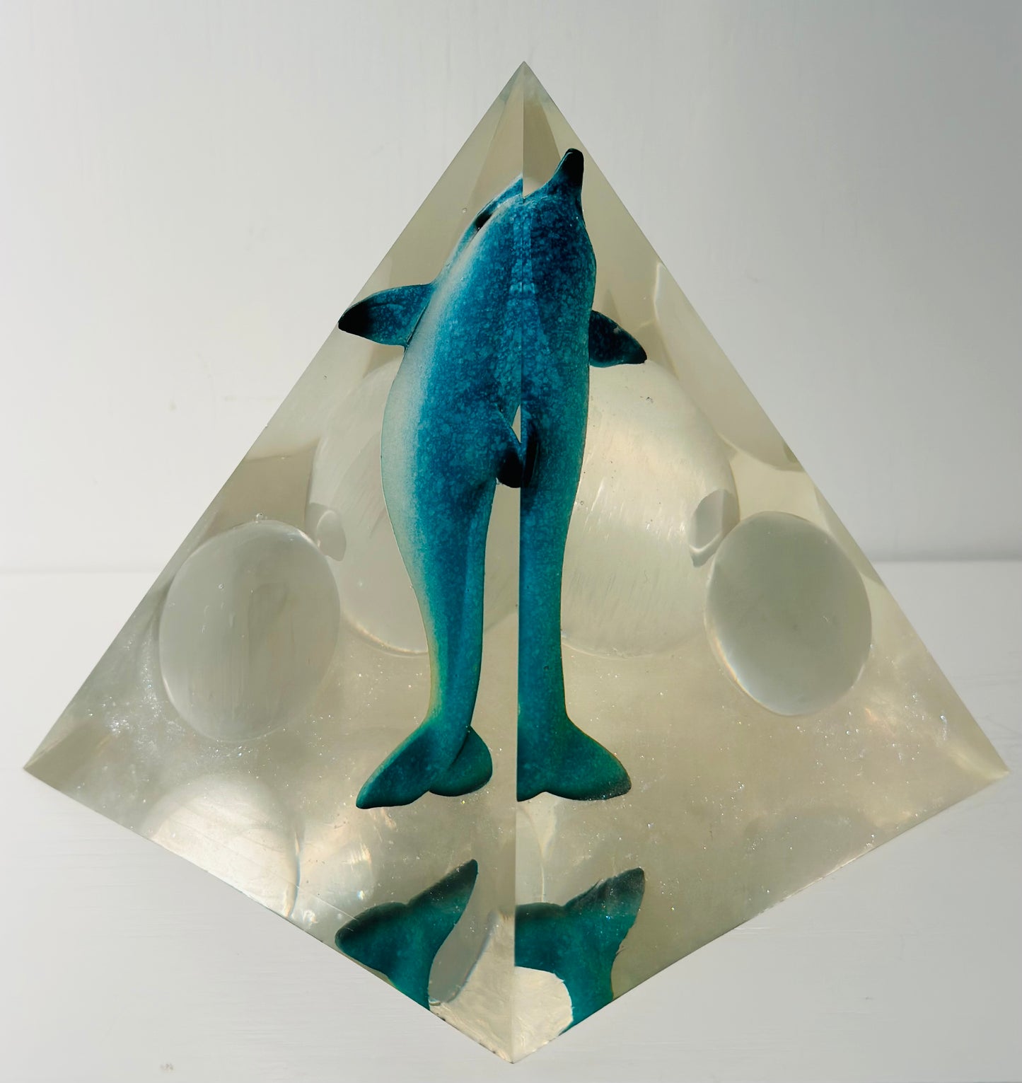 Triple Selenite Sphere Baby Blue Dolphin Pyramid