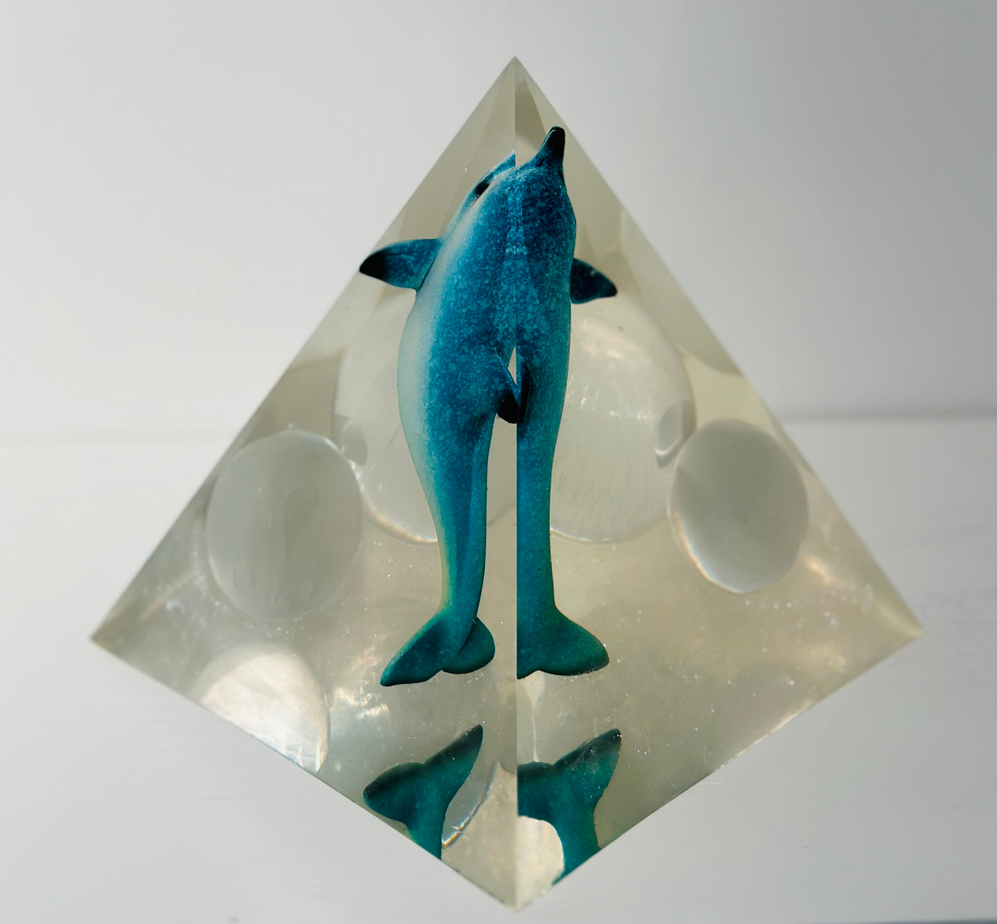 Triple Selenite Sphere Baby Blue Dolphin Pyramid