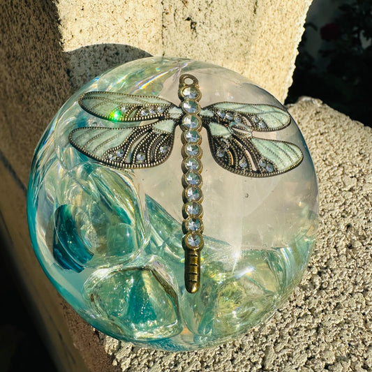 Rose Quartz Sky Dragonfly Sphere Fantasy