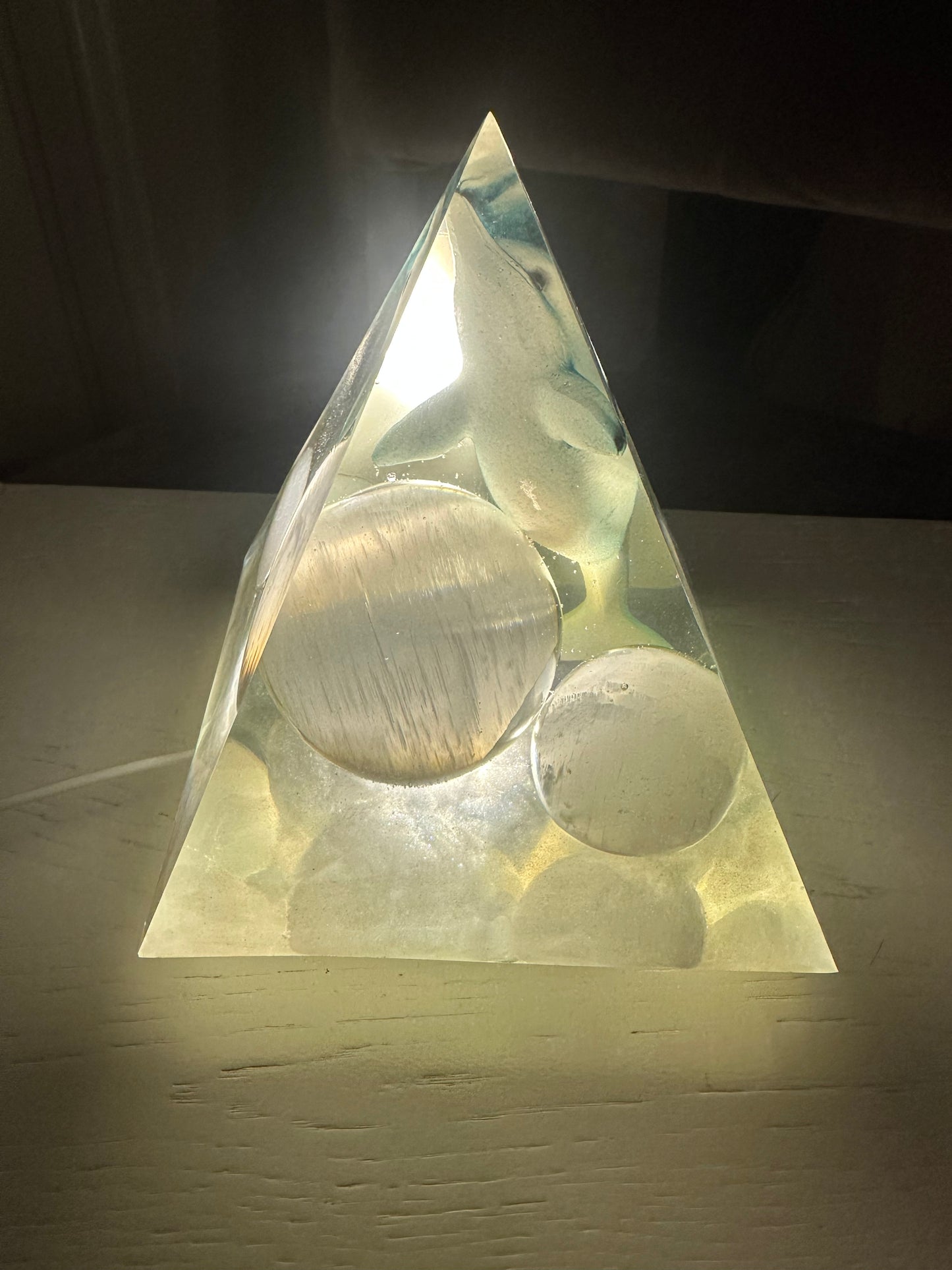 Triple Selenite Sphere Baby Blue Dolphin Pyramid