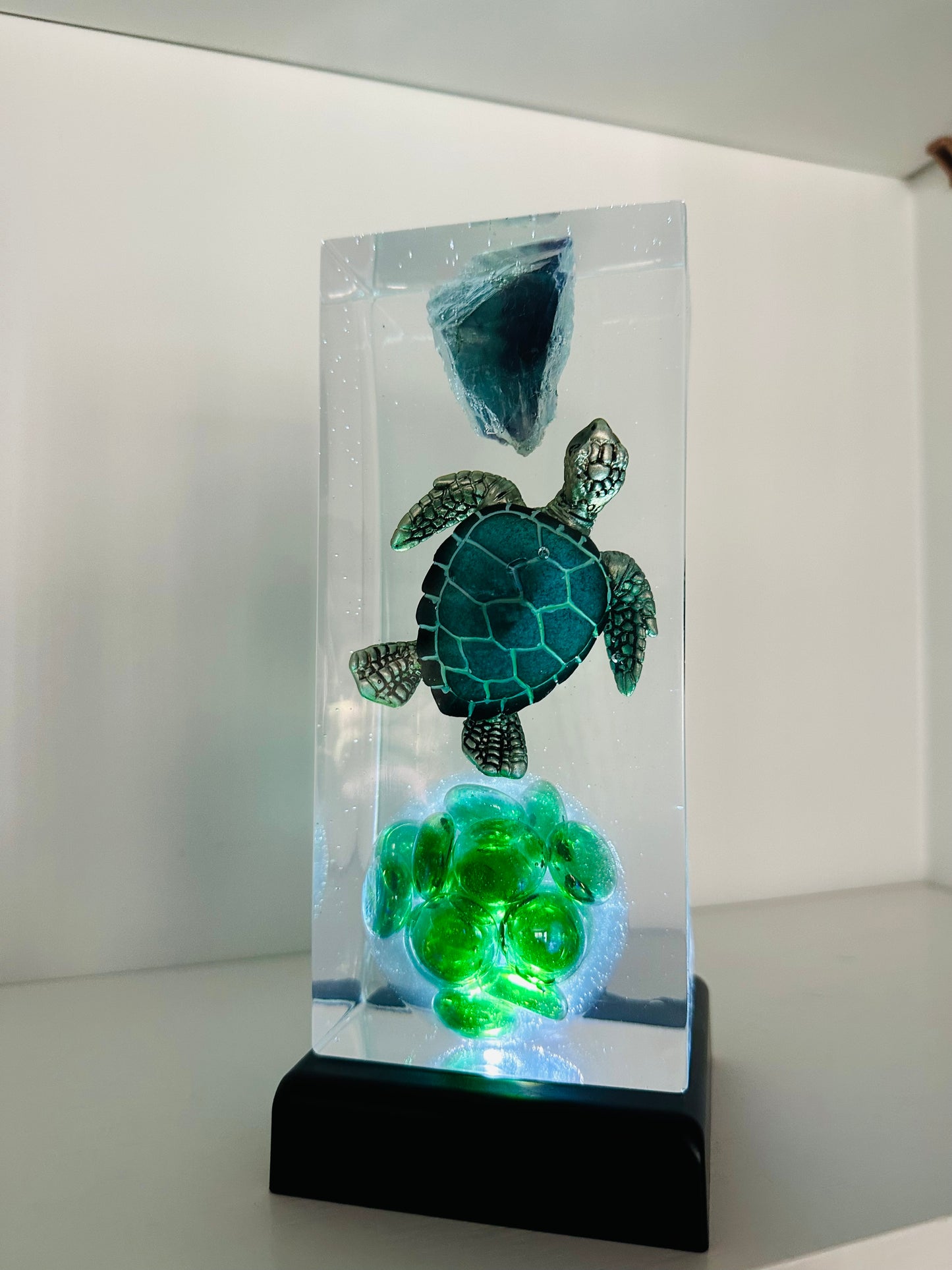 Rainbow Fluorite Blue Turtle Rectangle