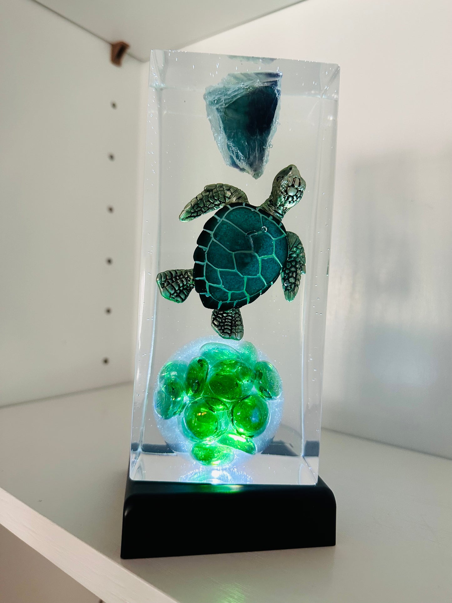 Rainbow Fluorite Blue Turtle Rectangle